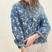 Women's Printed Denim Jacket – Oversized Casual Coat With Polo Collar, Comfortable Cotton Blend For Streetwear & Autumn Fashion_mkmklike.com