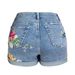 Women's Clothing Wide Leg Elastic Shorts Plus Size Women's Clothing 3d Heavy Embroidery Flower Denim Shorts For Women_mkmklike.com