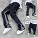Men's Clothing High Street Trendy Splashed Ink Micro Flared Jeans Retro Vibe Style Loose Straight Casual Mopping Trousers_mkmklike.com