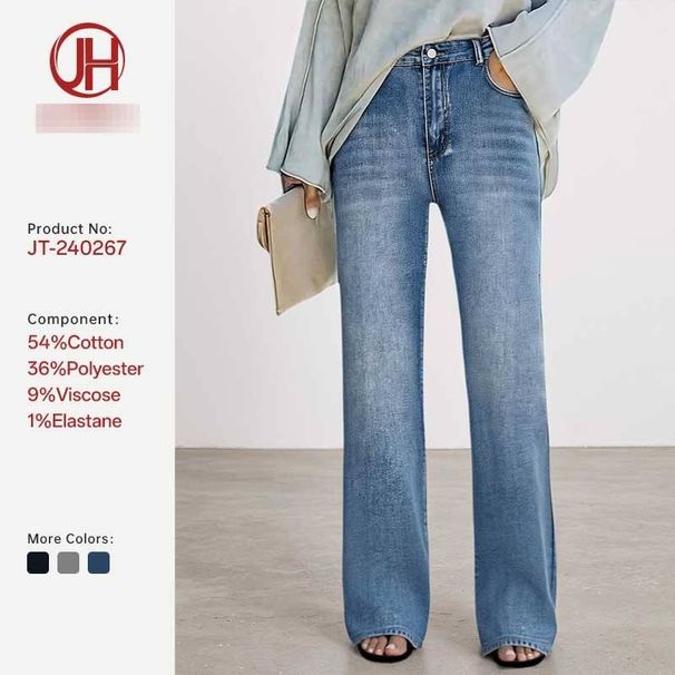 Women's High-Waisted Light Blue Wide-Leg Jeans – Vintage Relaxed Fit Denim Pants With Flowy Silhouette For Casual & Boho Style_mkmklike.com
