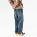 Men's High Waist Straight Leg Jeans - Vintage Washed Denim Pants For Teens & Young Adults (Sizes 28-36)_mkmklike.com