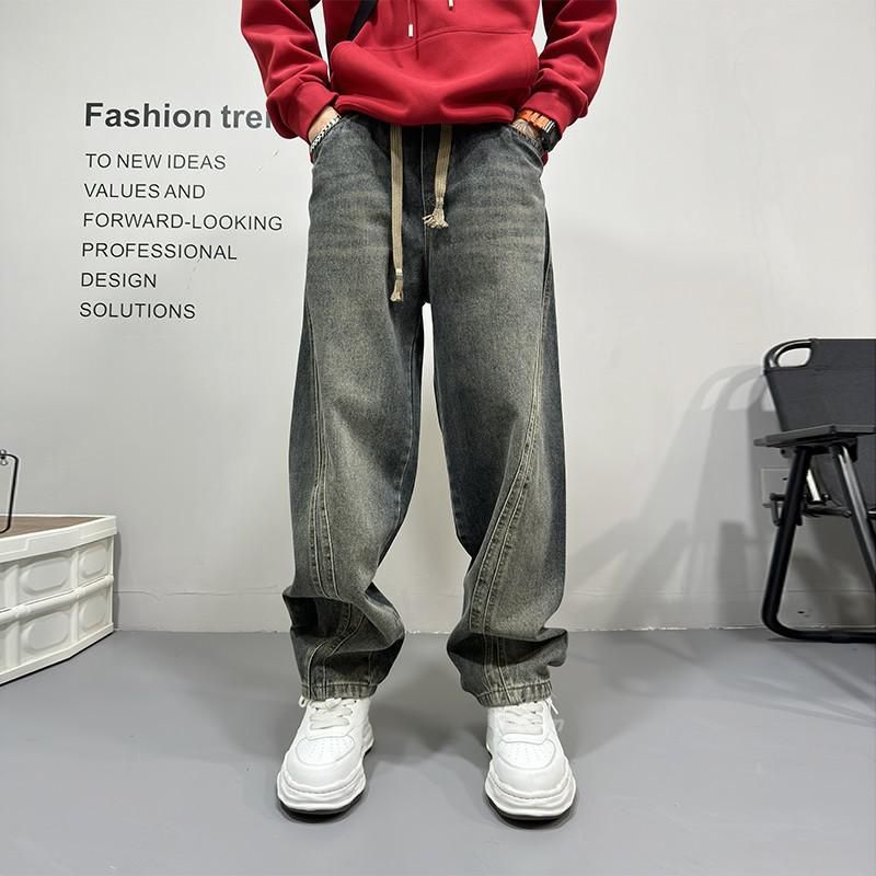 Men's Clothing Men's Curved Blade Retro American Jeans Loose Straight Leg Pants Stylish Wide Leg Autumn Winter New Style_mkmklike.com