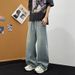 Men's Vintage Washed Relaxed Fit Jeans – High Street Straight Leg Stretch Waist Denim Pants (6 Sizes, Classic Blue)_mkmklike.com
