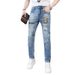 Trendy Brand Bear Embroidered Jeans Men's Summer Thin New Trend Embroidered Slim-fitting Small Feet Long Pants_mkmklike.com