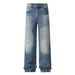 Unisex Retro Washed Light Blue Jeans Loose Straight Leg Casual Trousers Trendy Spring Autumn_mkmklike.com
