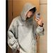 Loom Cross-Border Wholesale European And American Style Loose Trendy Fashion Washed Vintage Denim Jacket Hooded Sweatshirt_mkmklike.com