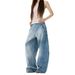 Baggy Ladies Wide Leg Trousers Fashion Low Rise Long Pants Vintage Straight Leg Trousers With Pockets Womens' Casual Pants_mkmklike.com