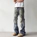 3D Printed Jeans – Digital Print Low-Rise Bootcut Denim Pants With Vintage Wash_mkmklike.com