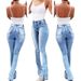 Women's Casual Fashion Elastic Slit Flared High Waist Jeans Women's Trousers_mkmklike.com