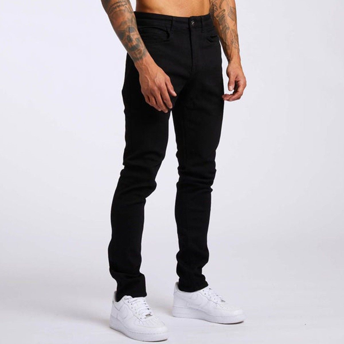 2025 New Slim Fit Men's Jeans High Waist Ins Style Skinny Pants_mkmklike.com