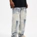 Men's Clothing Retro Straight Loose Washed Tie Dyed Straight Zipper Jeans Casual Trendy Men's_mkmklike.com