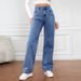 High-waisted Women's Fashionable Street Style Fleece-lined And Unlined Washed Loose Wide-leg Straight-leg Pants_mkmklike.com