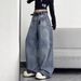 Women's Sweet Cool Embroidered Curved Blade Jeans Loose Fit Slimming Wide Leg Floor Length Trousers Autumn Design_mkmklike.com