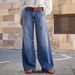 Women's Clothing Retro Wide Leg Jeans Spring New Long Straight High Waist Casual Pants For Women_mkmklike.com