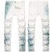 Men's Hand-Painted Streetwear Jeans | Slim-Fit Mid-Rise Denim Pants With Artistic Wash_mkmklike.com