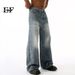 Men's Clothing 2025 New Products Retro Distressed Color Street Stitching Ripped Distressed Design Jeans Trend_mkmklike.com