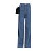 Color-Block High-Waist Jeans – Straight Leg Women’s Trousers (Red, S-L) | Edgy Streetwear & Retro Revival Staple_mkmklike.com