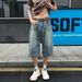 American Retro Straight-leg Large-pocket Cropped Jeans With Curved Patchwork, Trendy Brand, Cool And Loose Wide-leg_mkmklike.com