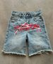 Men's American Retro Washed Loose Shorts Straight Jeans Trend Pattern Streetwear Factory Direct Sales Cross Border_mkmklike.com