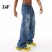 EF JEANS | 2024 New Product, American Street Trend Heavy Industry Splicing Multi-pocket Washed Jeans Casual_mkmklike.com