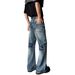 2026 New Street Lightning Pattern Micro-pull Jeans Spring Men's Retro Loose Youth Washed Floor Trousers_mkmklike.com
