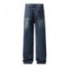 Slim Fit Dark Blue Trendy Jeans For Men Loose Straight Leg Versatile Luxurious Wide Leg Trousers Perfect For College Students Spring Autumn_mkmklike.com