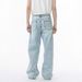 Men's Clothing Four Season Washed Light Blue All Match Straight Commuter Casual Jeans_mkmklike.com