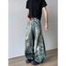 Men's Vintage Hip Hop Chain Print Denim Pants High Street Punk Wide-Leg Jeans For Urban Streetwear_mkmklike.com