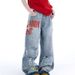 Streetwear Vintage Washed Blue Jeans – Oversized Splatter Paint & Ripped Denim Pants (Unisex, S-3XL, High-Waisted, Straight-Leg, Drop-Hem)_mkmklike.com