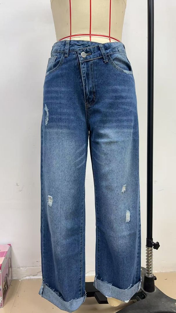 K New Urban Casual Women's Straight Leg Denim Pants_mkmklike.com