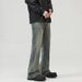 Men's American Retro Casual Pleated Whiskered Loose Fitting Jeans Trendy Brand Vibe Wide Leg Straight Leg Jeans_mkmklike.com