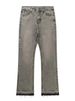 Men's Clothing Version Of The Washed Hem Tassel Slightly Flared Grey Jeans Retro High Street Vibe Style Men's Trend_mkmklike.com