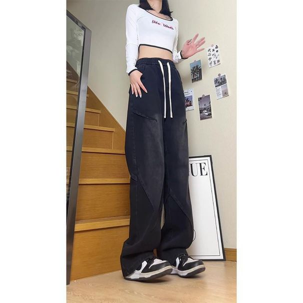2025 American Jeans Men's And Women's Same Retro High Street Loose Straight Casual Large Size Floor Pants_mkmklike.com