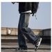 Pure American Jeans Men's Loose Wide-Leg Pants Trendy Brand Cool Elastic Waist Straight High Street Retro_mkmklike.com