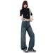 2026 Spring New Style Starry Rhinestone American Retro Straight Wide-Leg Jeans For Women, Loose High-Waisted Slimming_mkmklike.com