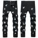 New I-Stock Autum Witer Black Deim Colorful Swallow Embroidery Me's Slim Fit Stretch Skiy Jeas Log Pats For_mkmklike.com