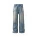 Men's Clothing Retro Washed Cat Whisker Clean Fit Straight Wide Leg Jeans Trendy Men And Women Loose Casual Trousers_mkmklike.com