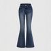 Women's Flared Jeans With Embroidery – Vintage-Inspired Bootcut Denim Pants For Casual & Streetwear_mkmklike.com