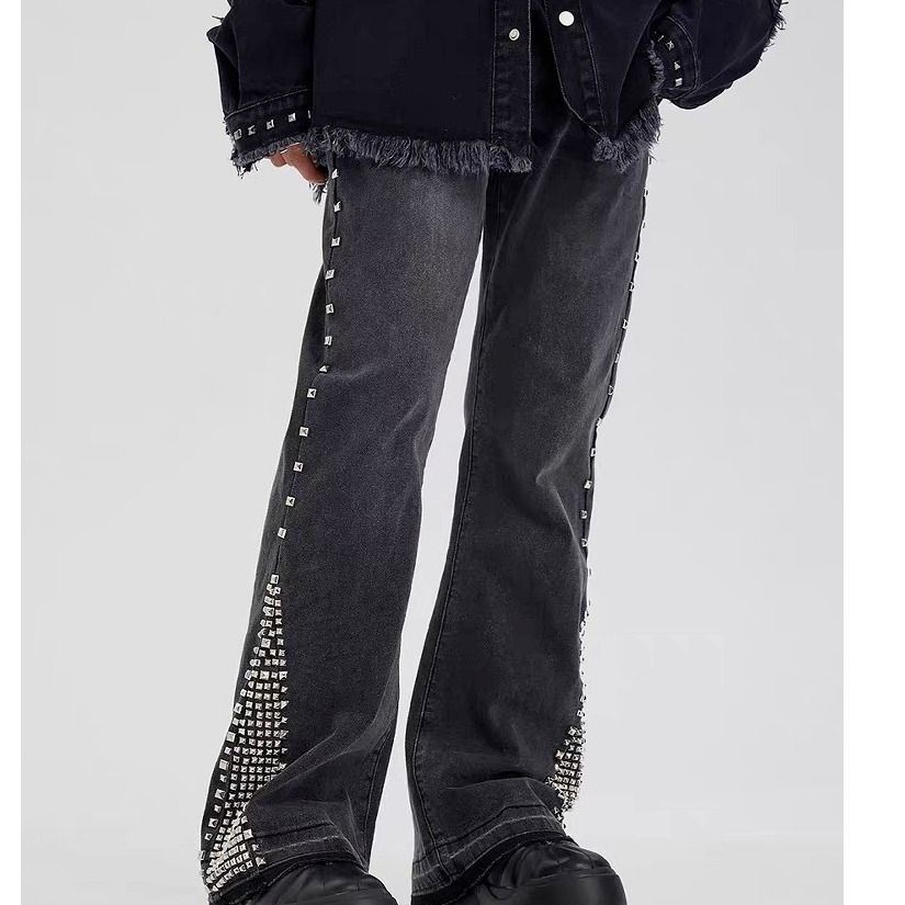 Men's Clothing Men's Casual Retro Stitching Hot Stitched Micro Flared Pants_mkmklike.com