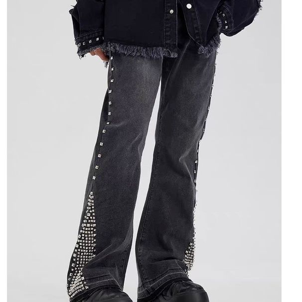 Men's Clothing Men's Casual Retro Stitching Hot Stitched Micro Flared Pants_mkmklike.com