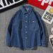 Light Ripe Style Spring And Autumn Clothes Top Korean Loose Long-sleeved Shirt Men's Trend Washed Denim Shirt_mkmklike.com