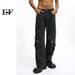 EF JEANS | 2023 European And American Street Multi-pocket Splicing Design Wide-leg Tooling Denim Trousers Straight Versatile_mkmklike.com