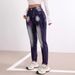 Women’s Clothing new style washed creative tie dyed high waist elastic hip lifting versatile ladies denim trousers_mkmklike.com