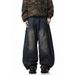 Nordmann American High Street Vibe Washed Retro Scimitar Jeans For Men With Unique Design, Loose Banana Wide-Leg Sickle Pants_mkmklike.com