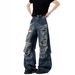 Dirty Dyed Ripped Jeans Men's Straight Loose Wide Legs American High Street Pants Trendy Brand Ruffian Handsome Beggar Design Trousers_mkmklike.com