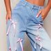 Amazo 2025 Europea Ad America Bowkot High-Waisted Wide-Leg Jeas Street Style Distressed Loose Deim Pats For_mkmklike.com
