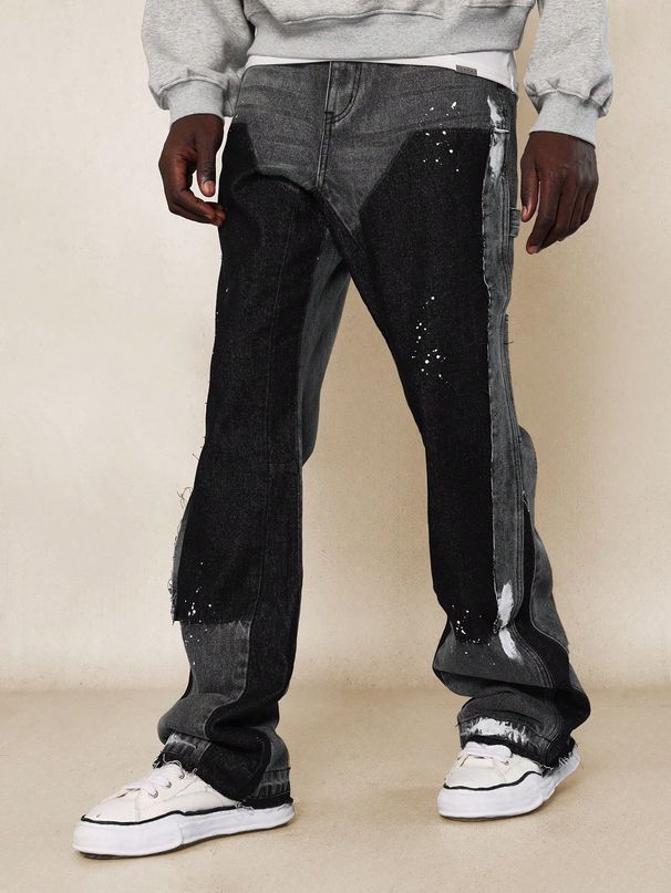 Men's High Street Straight Leg Cargo Pants European And American Style Trendy Jeans Fashion_mkmklike.com
