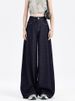 Dark Blue American-style Loose Wide-leg Jeans For Women, 2026 New Model, With A Drapey, Casual, Floor-length_mkmklike.com