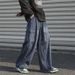 Men's Clothing Trendy Wide Leg Jeans High Street Style Loose Straight Leg Black Workwear Men's And Women's Street Style Pants_mkmklike.com