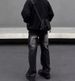 Retro Washed Flared Jeans for Men Slim Fit Straight Leg Black And Gray High Street Style Trendy Brand American Style_mkmklike.com